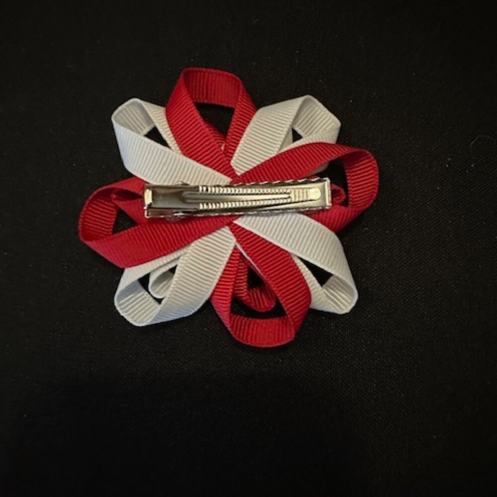 Red & White Football 3" Loopy Twist Bow  5B2600  Handmade NWT Boutique - Picture 2 of 2